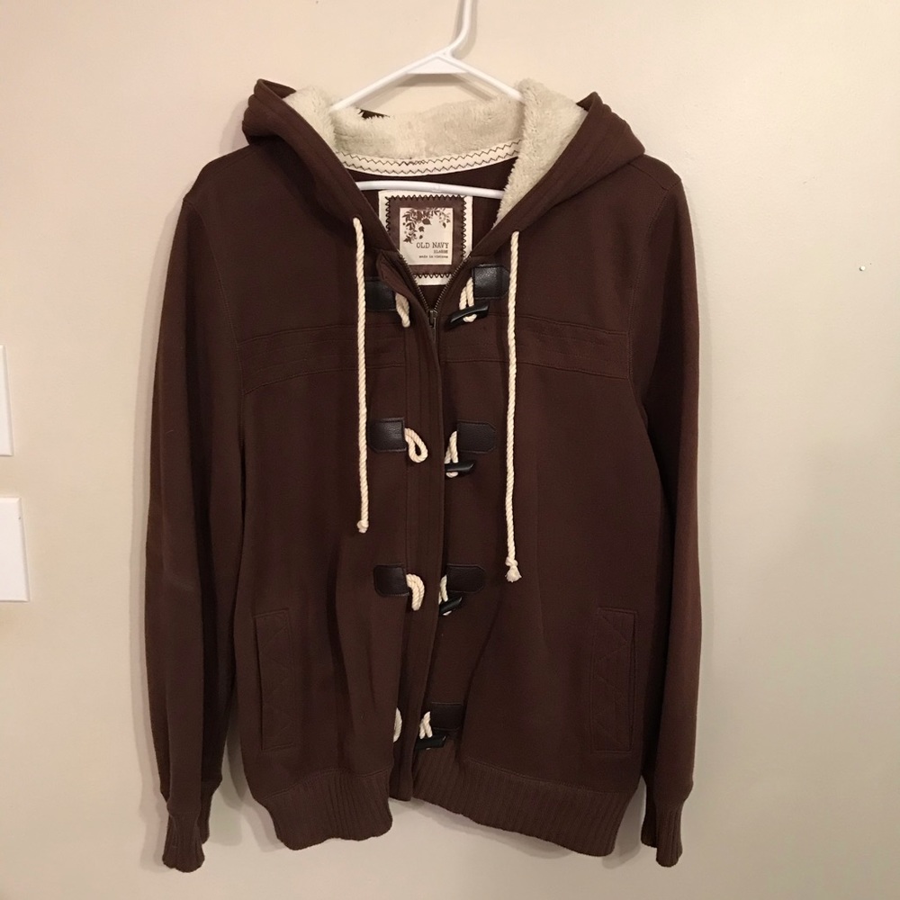 Brown Sherpa Hoodie with Toggles